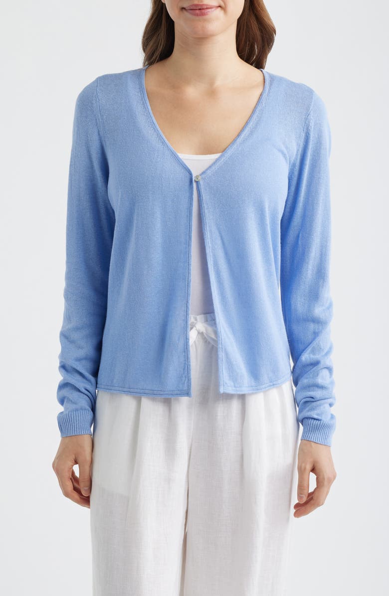 Tommy Bahama Adeline Linen Blend Jersey Cardigan, Main, color, Grape Pools