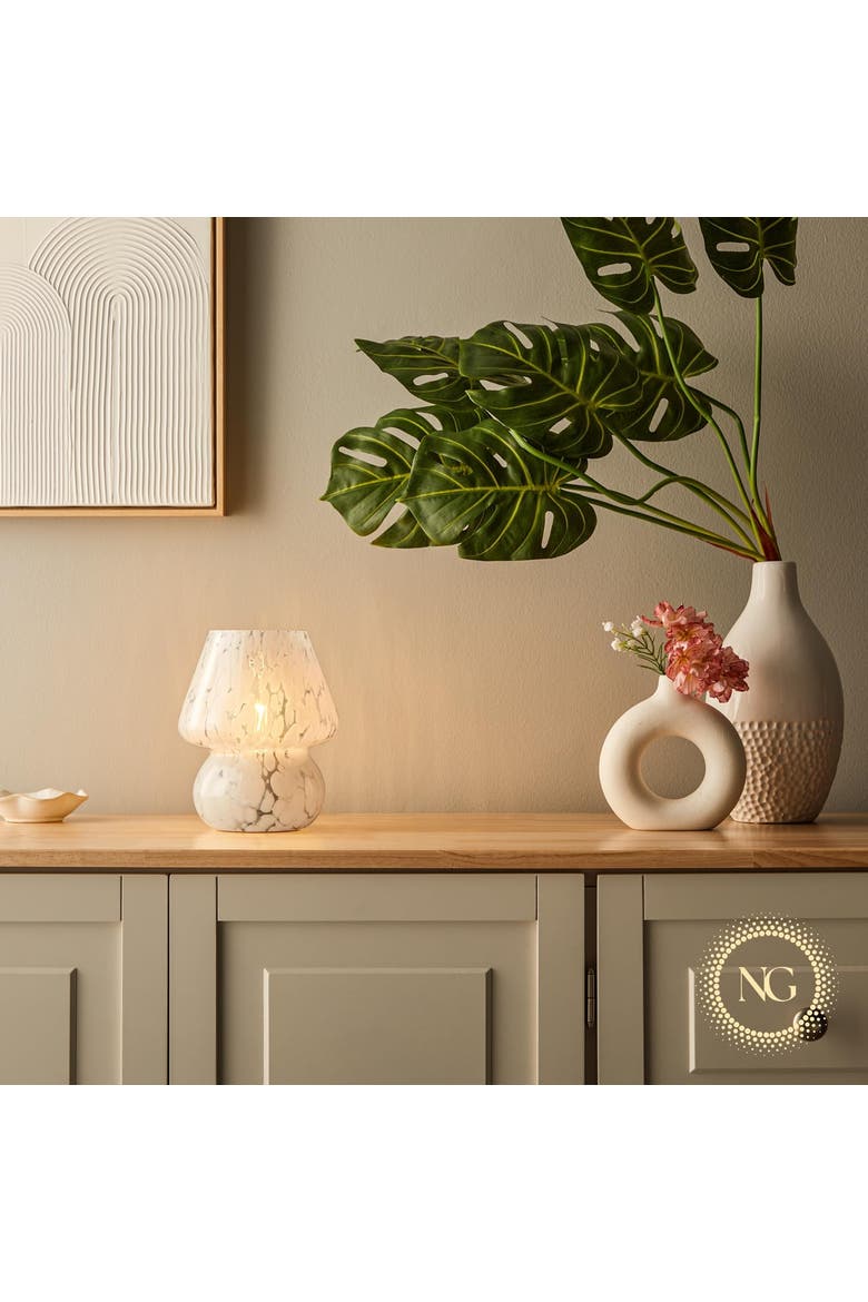 Mushroom LED Lamp,  Modern Dimmable E26 Socket, Alternate, color, White Marbled