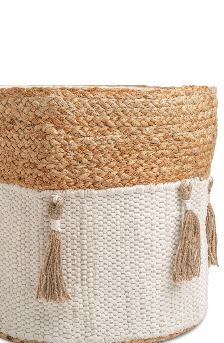 CRANE BABY Round Nursery Storage Bin, Alternate, color, White/ Brown