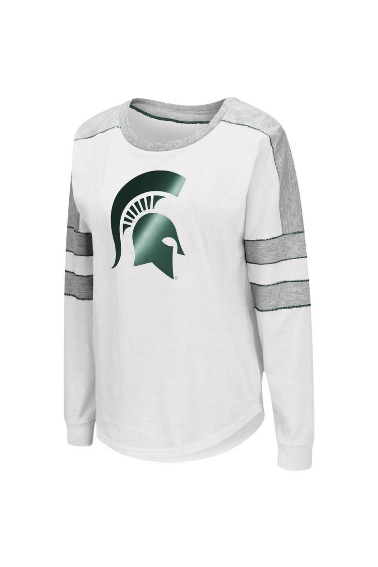 Women's Colosseum White Michigan State Spartans Trey Dolman Long Sleeve T-Shirt, Alternate, color, White