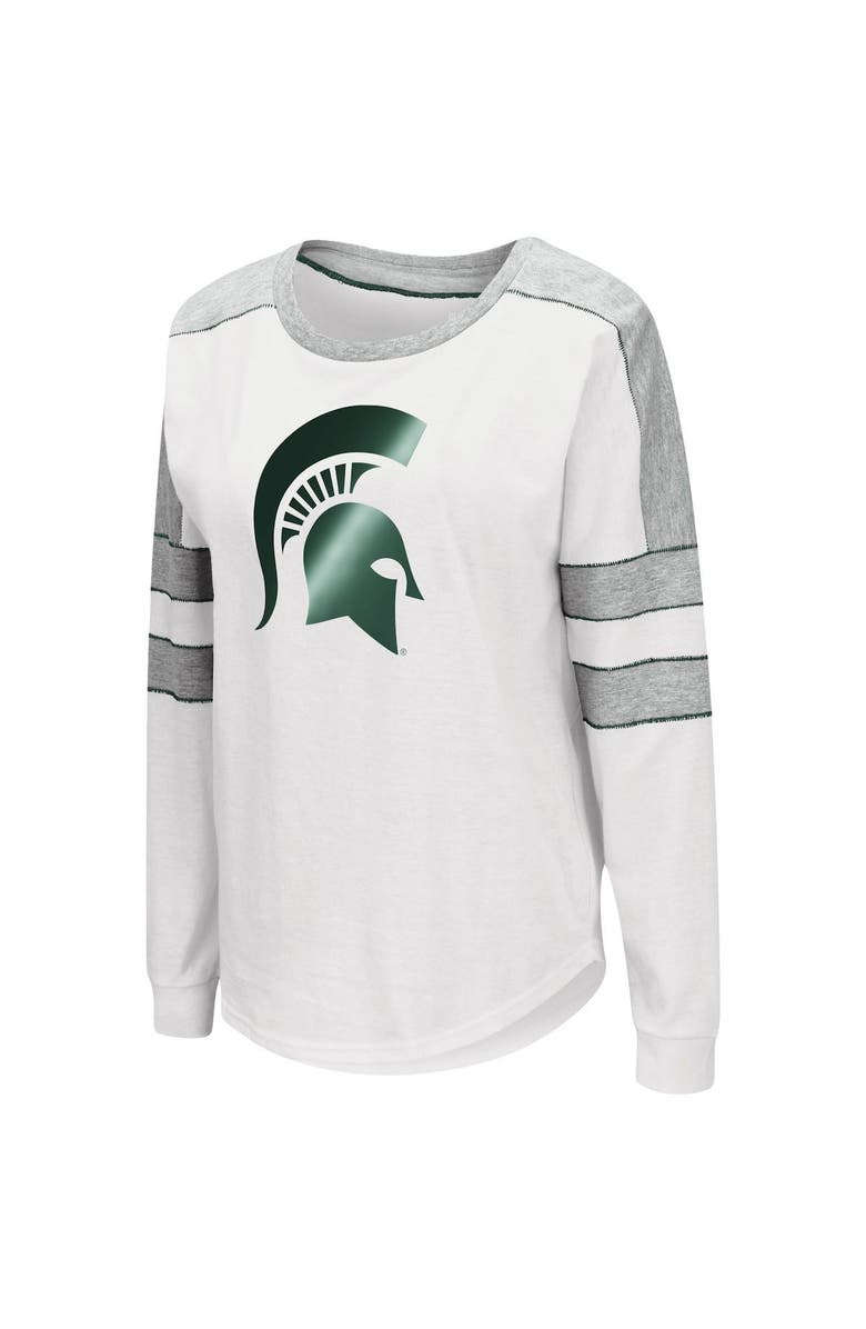 COLOSSEUM Women's Colosseum White Michigan State Spartans Trey Dolman Long Sleeve T-Shirt, Alternate, color, 