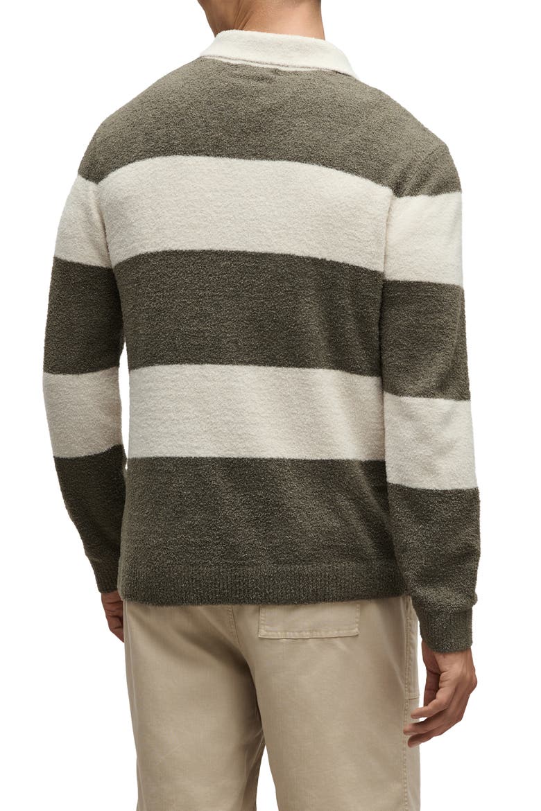 CozyChic® Lite Rugby Pajama Polo Sweater, Alternate, color, KHAKI GREEN/ MOONLIGHT