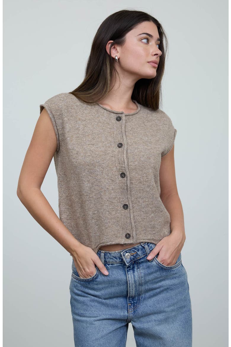 Cap Sleeve Crop Cardigan, Alternate, color, TAN