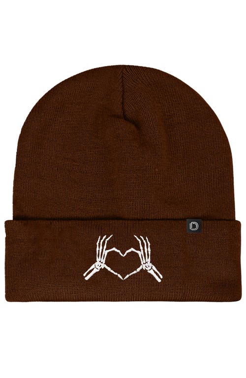 Dalix Heart Of Bones Beanie In Brown