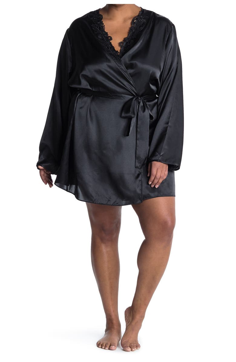 Flora By Flora Nikrooz Stella Satin Waist Tie Robe, Main, color, 