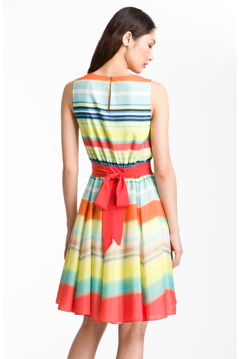 'Sunset Stripe' Full Skirt Dress, Alternate, color, TANGERINE