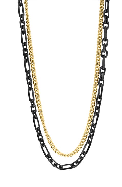 Two-Tone Mixed Chain Layered Necklace in Sterling Silver