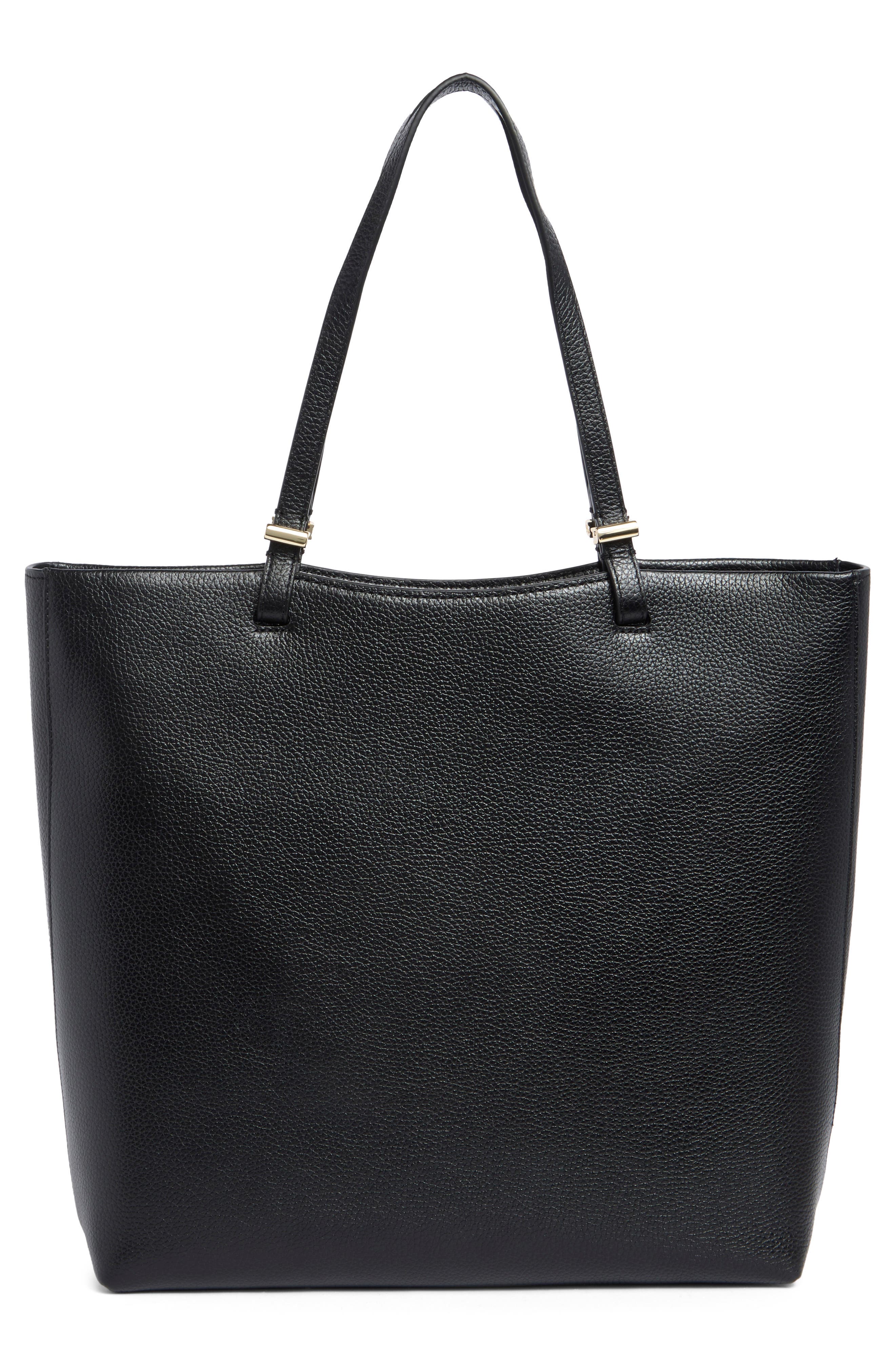 Gea Medium Leather Tote Bag, Alternate, color, NERO