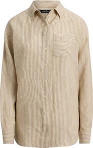 Lauren Ralph Lauren Relaxed Fit Stripe Linen Shirt