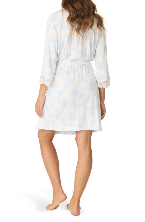 Pj Salvage Forever Lace Trim Short Robe In Ivory