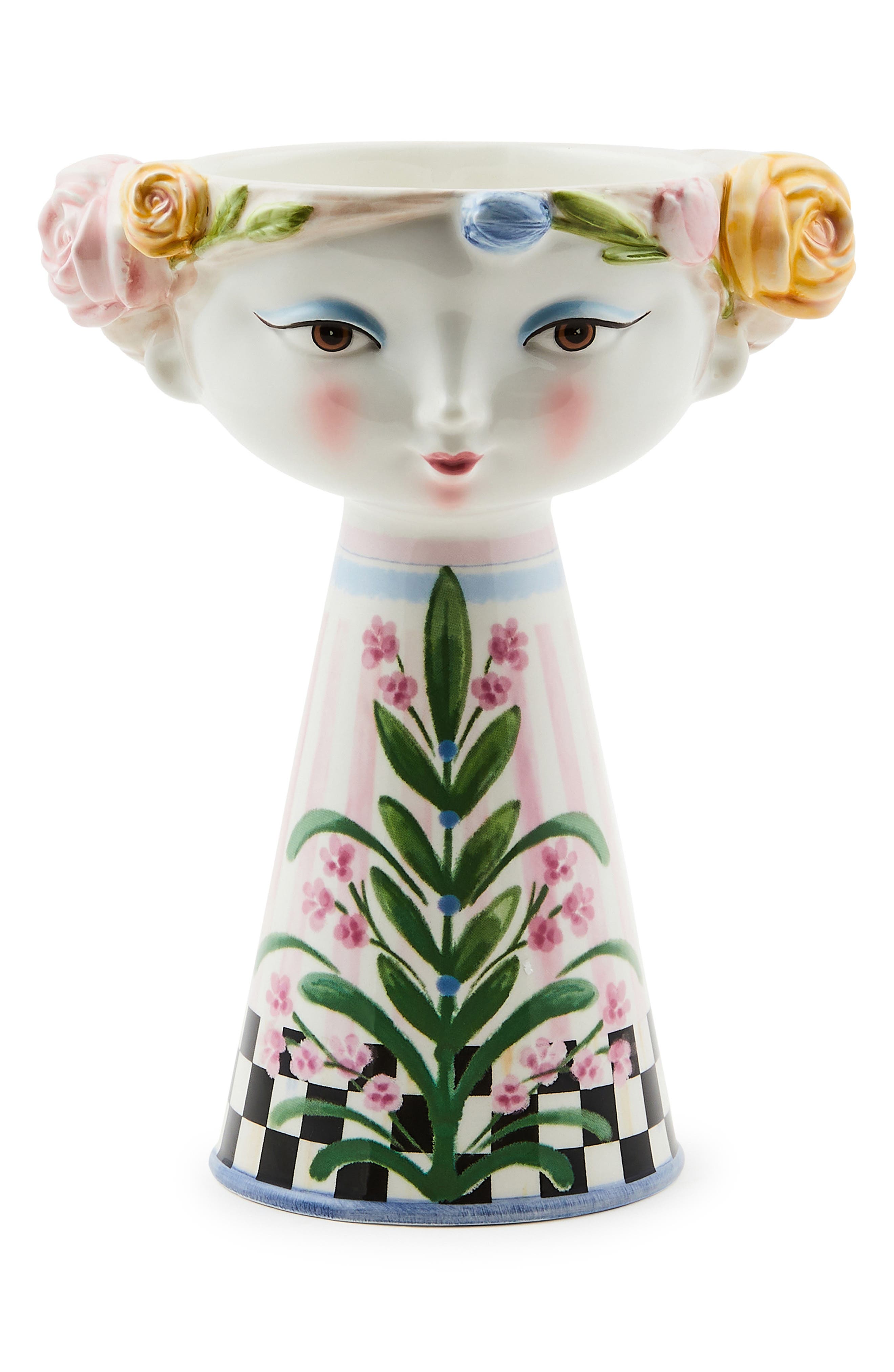 MACKENZIE CHILDS Rosy Meadow Short Lady Vase - Rosy