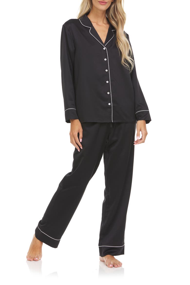 Kamie Charmeuse Satin Pajamas, Main, color, BLACK