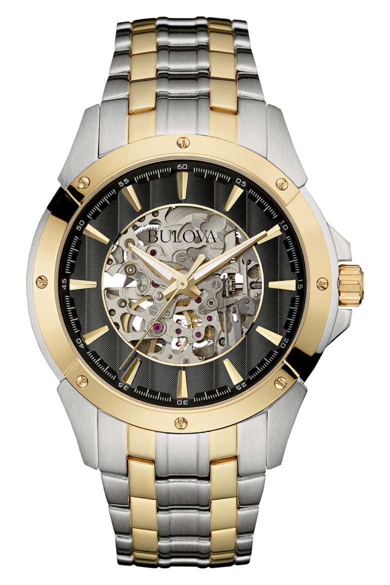 Skeleton Dial Automatic Two-Tone Bracelet Watch, 40mm, Main, color, TWO-TONE