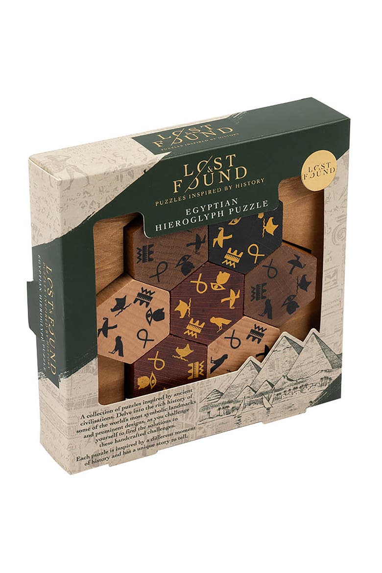 Egyptian Hieroglyph 3D Wooden Brainteaser Puzzle, Main, color, Multicolored