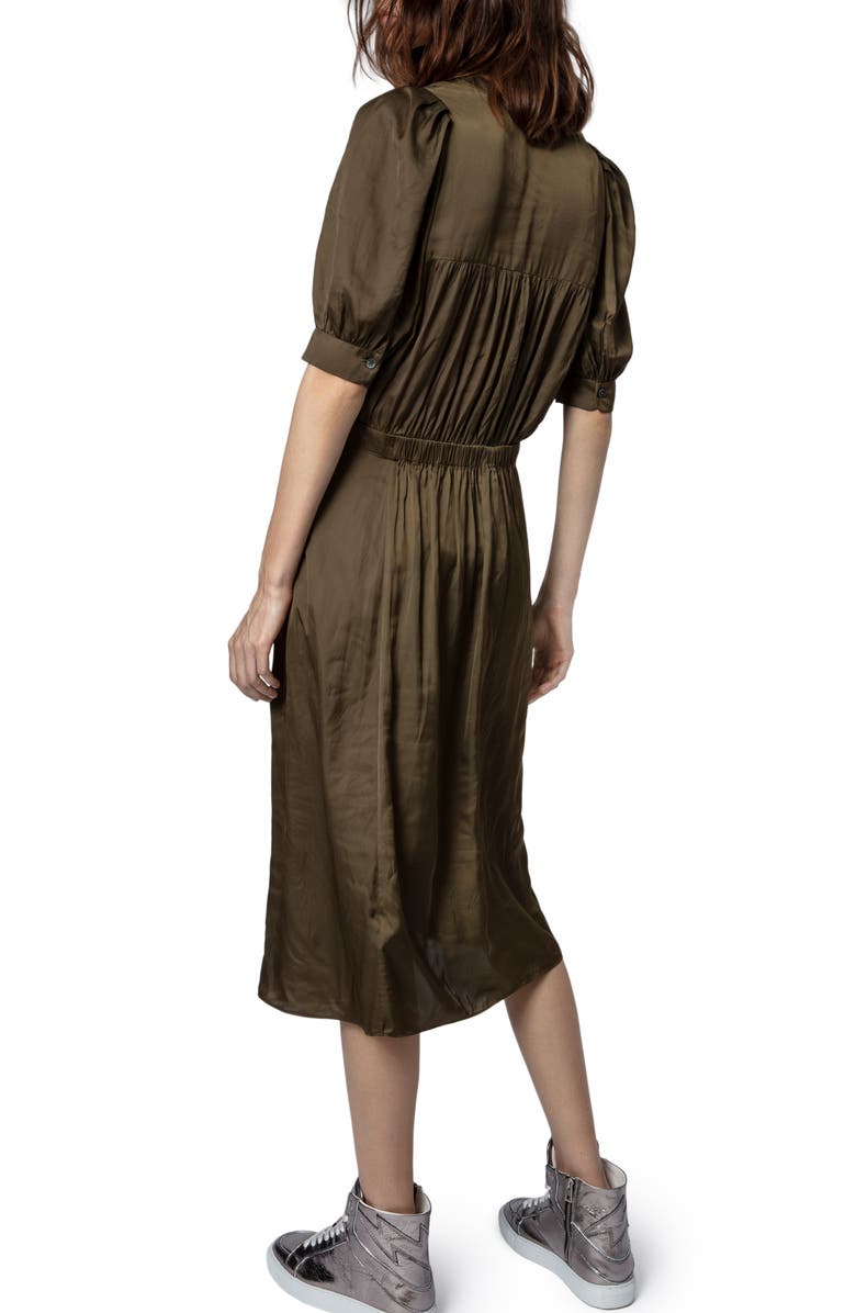 Zadig & Voltaire Ralia Satin Midi Dress, Alternate, color, Bronze