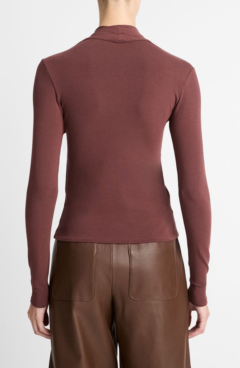 Vince Long Sleeve Knit Wrap Top, Alternate, color, Black Rose