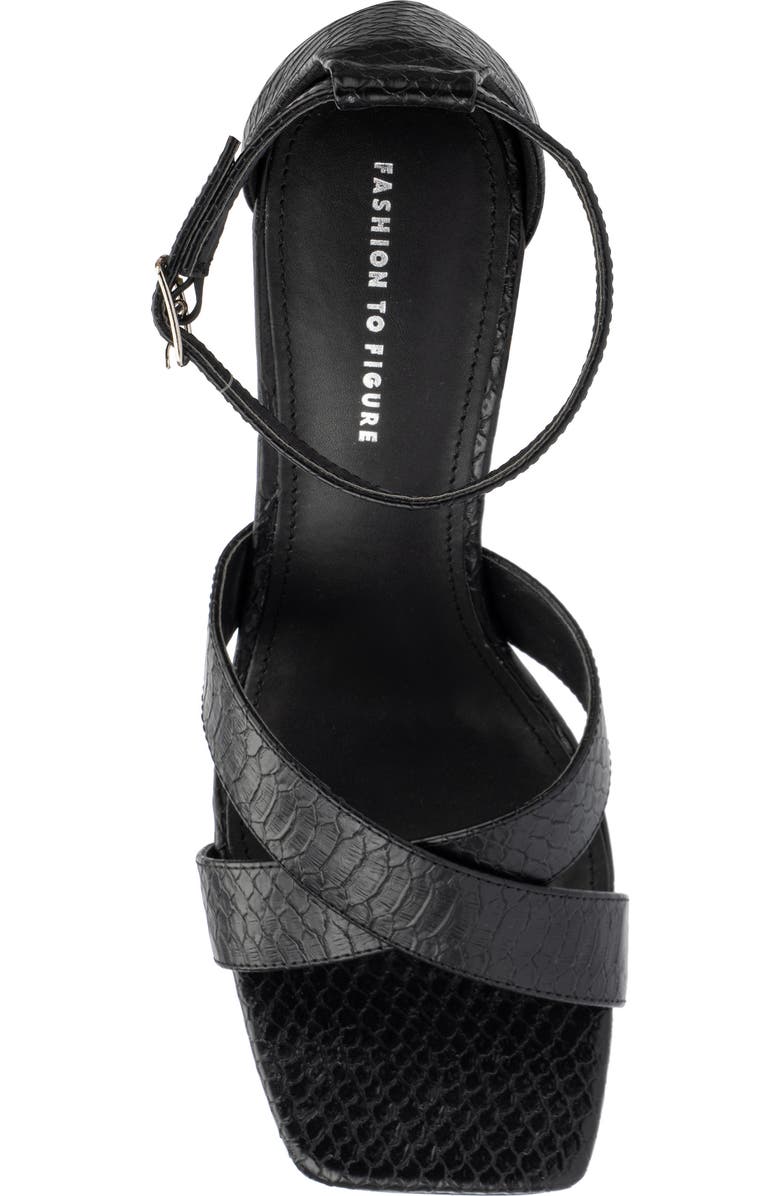 Fashion to Figure Marcie Snake Embossed Wedge Sandal - Wide Width, Alternate, color, Black