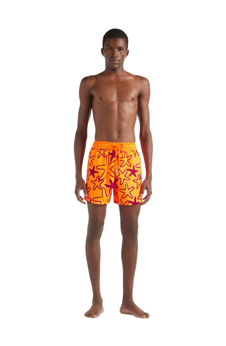 Vilebrequin Ultra-light and packable Swim Shorts Flocked Starlettes, Alternate, color, 