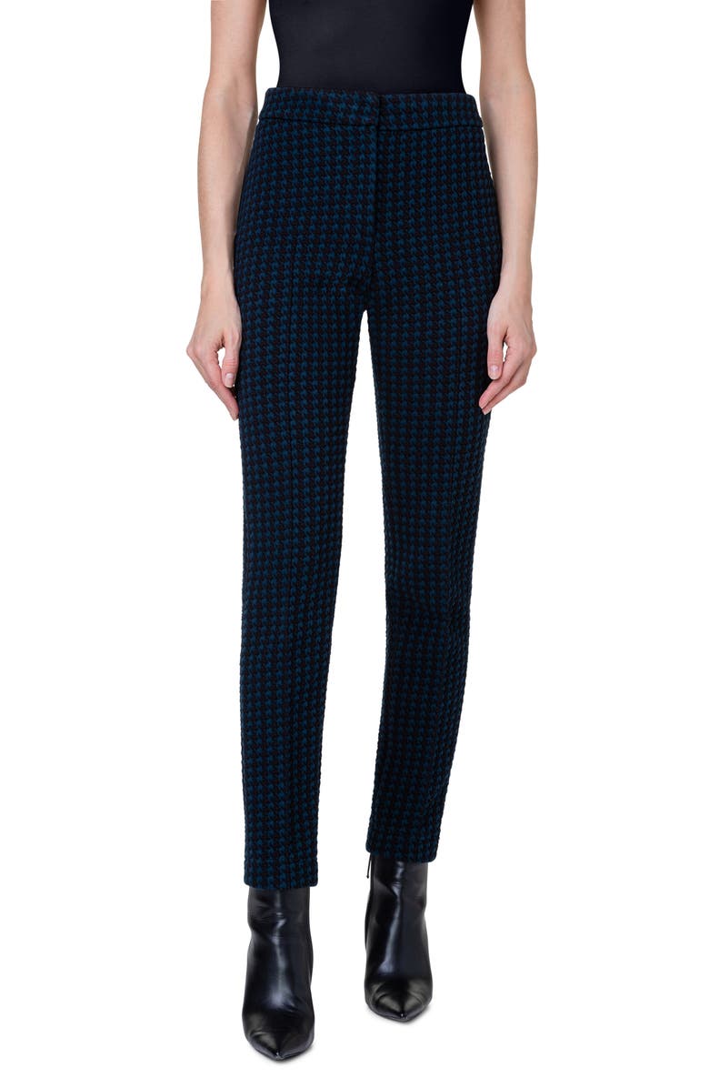 Akris punto Mara Houndstooth Check Cotton Blend Pants, Main, color, Navy