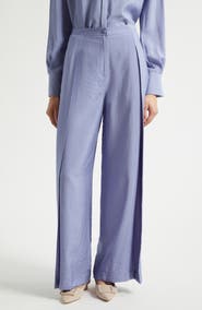 Emporio Armani Reverse Pleat Techno Rayon Wide Leg Pants