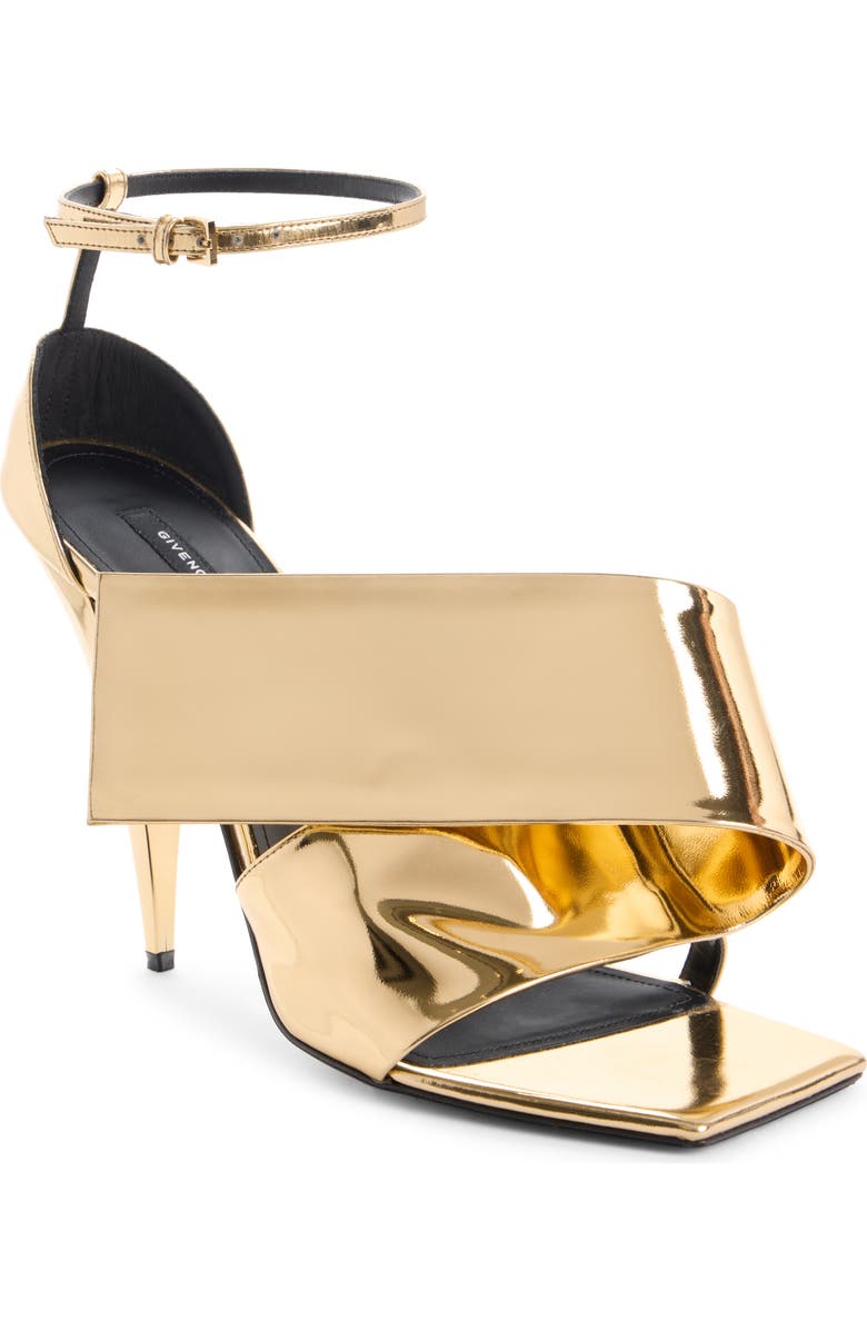 Givenchy Twisted Ribbon Ankle Strap Sandal, Main, color, Golden