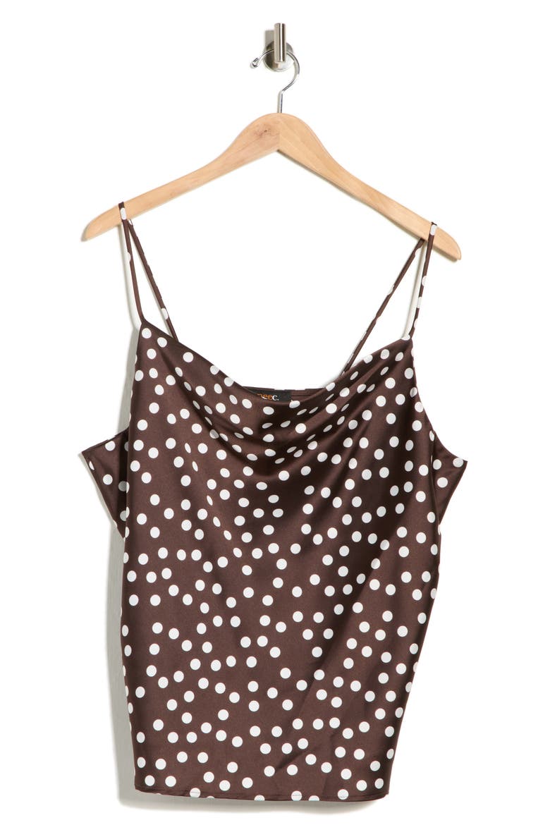 Cowl Neck Satin Camisole, Alternate, color, BROWN