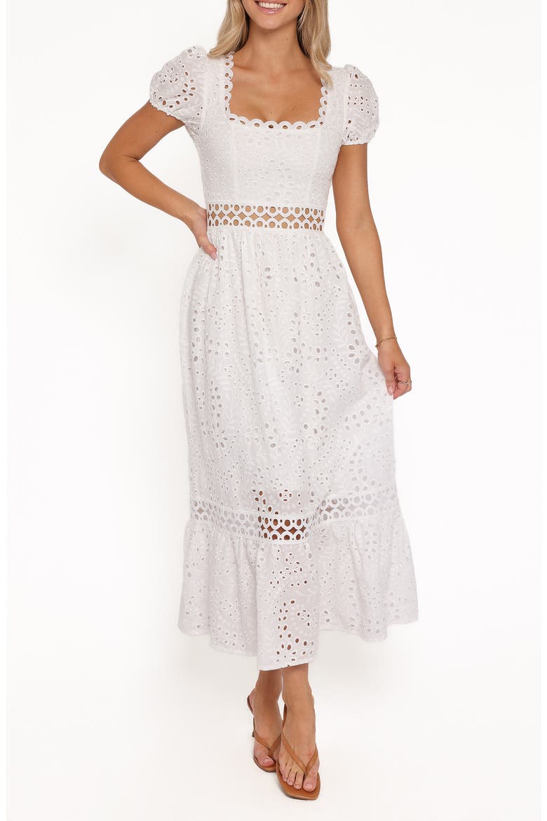 Melania Cotton Eyelet Maxi Dress, Main, color, WHITE