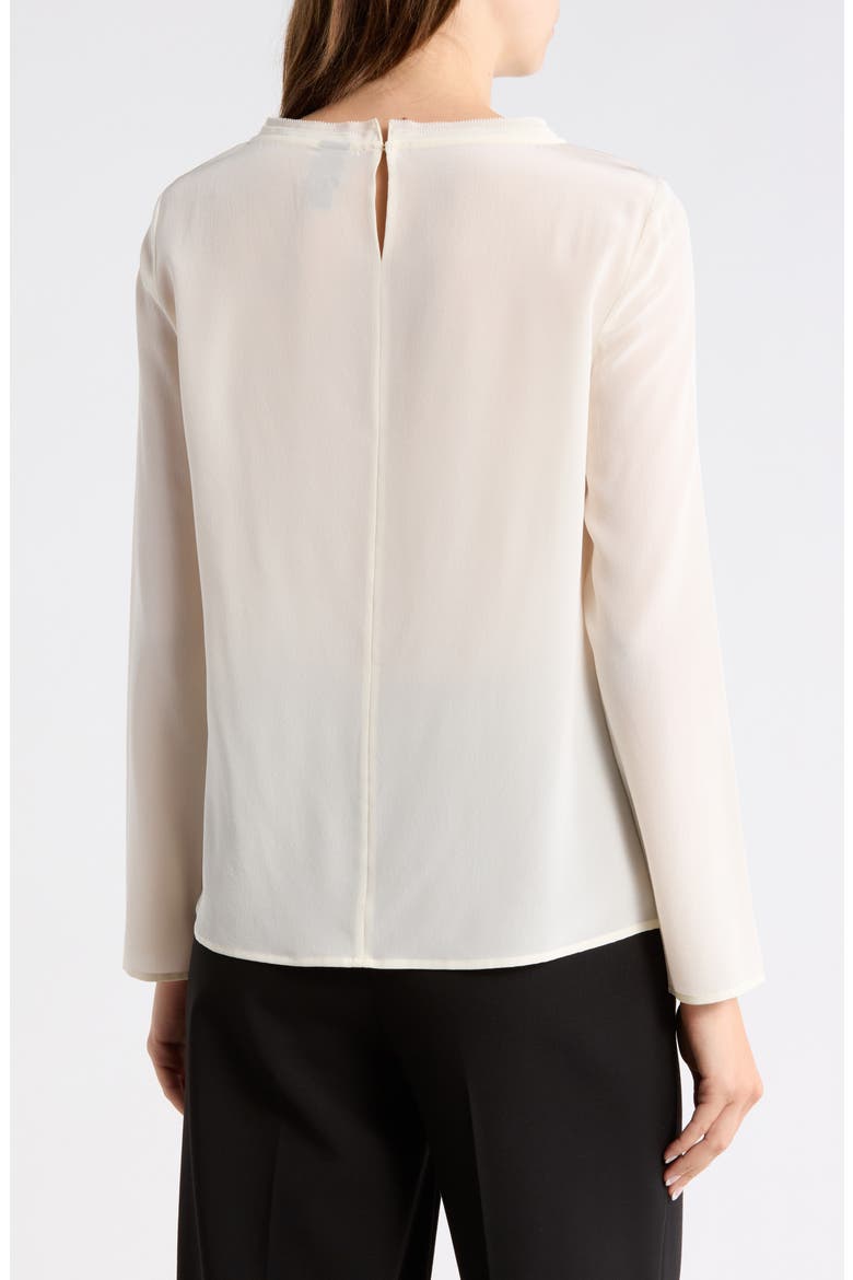 Bemiu Pleated Long Sleeve Silk Top, Alternate, color, OPEN WHITE