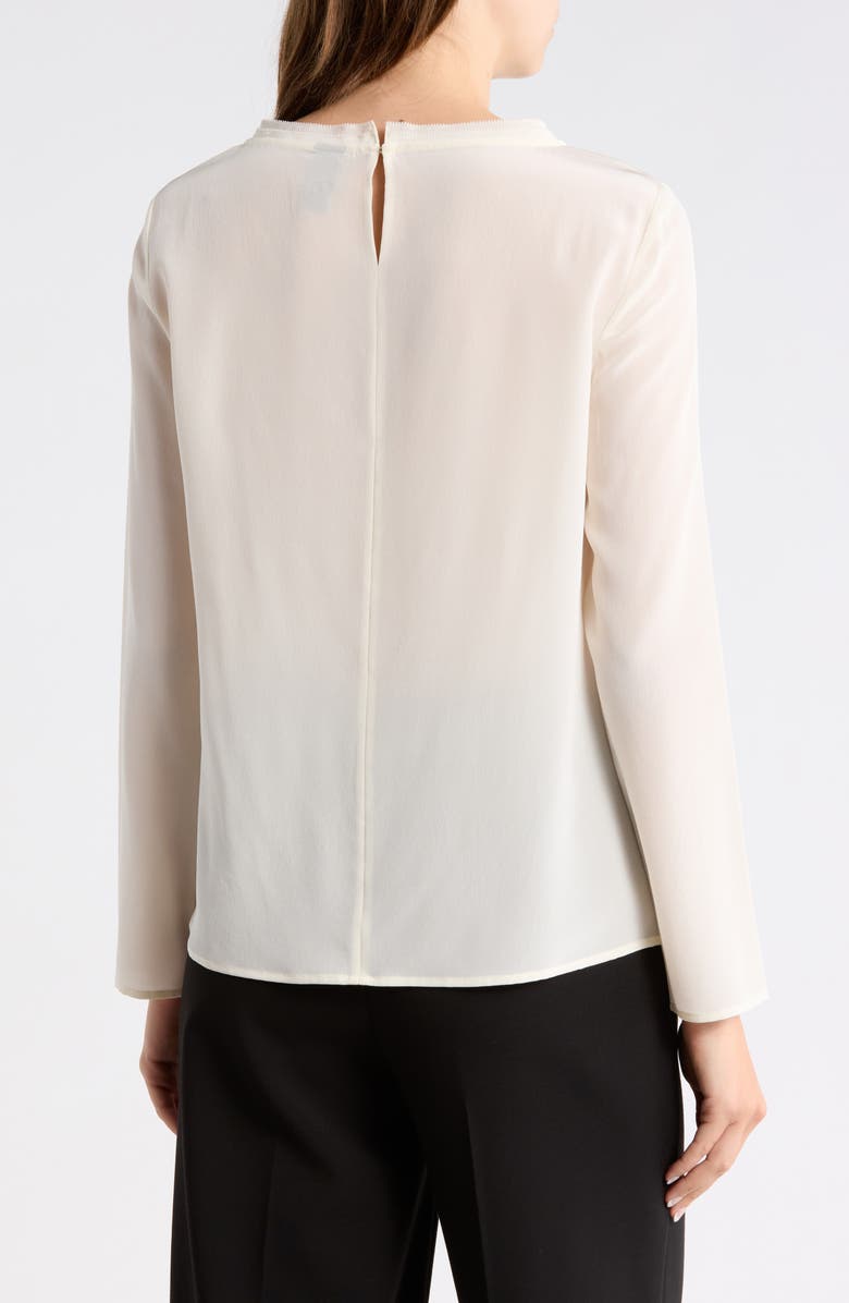 BOSS Bemiu Pleated Long Sleeve Silk Top, Alternate, color, Open White