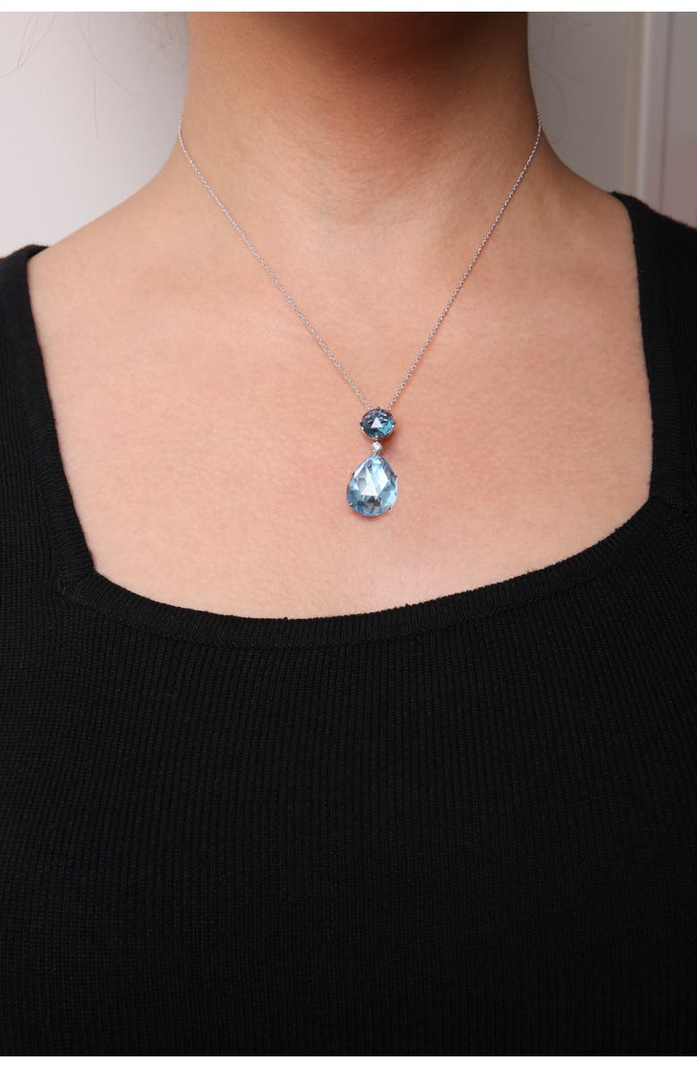 Haus of Brilliance 18K Gold Diamond Accent Topaz and Topaz Drop Pendant Necklace, Alternate, color, White