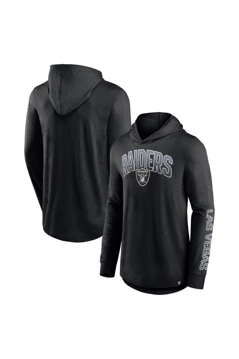 Men's Fanatics Black Las Vegas Raiders Front Runner Long Sleeve Hooded T-Shirt, Main, color, Black
