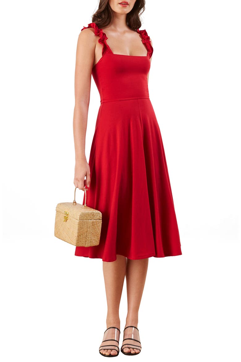 Eda Ruffle Strap Dress, Main, color, LIPSTICK