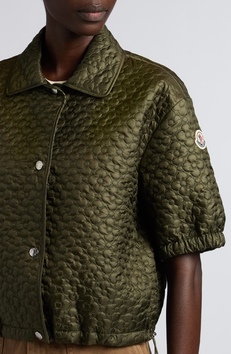 Moncler Flower Quilted Short Sleeve Jacket, Alternate, color, Deep Depths