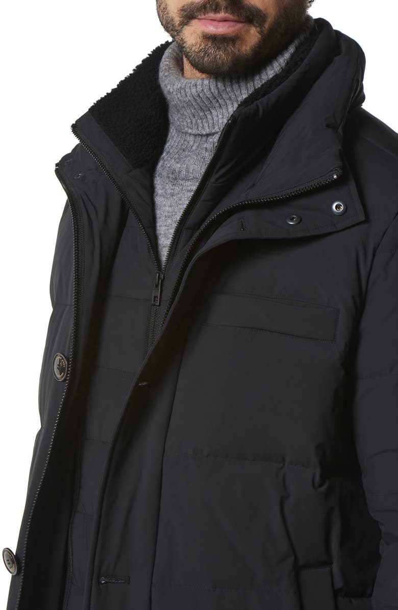 Andrew Marc Shelton Water Resistant Down Coat, Alternate, color, Black
