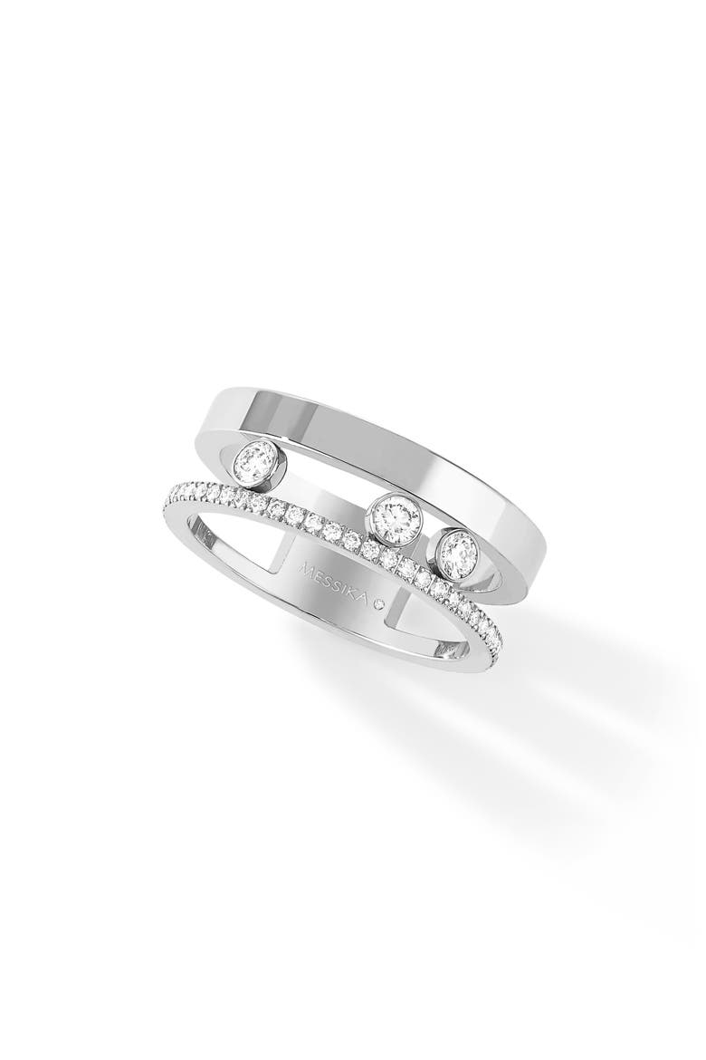 Two Row Move Romane Diamond Ring, Main, color, WHITE GOLD