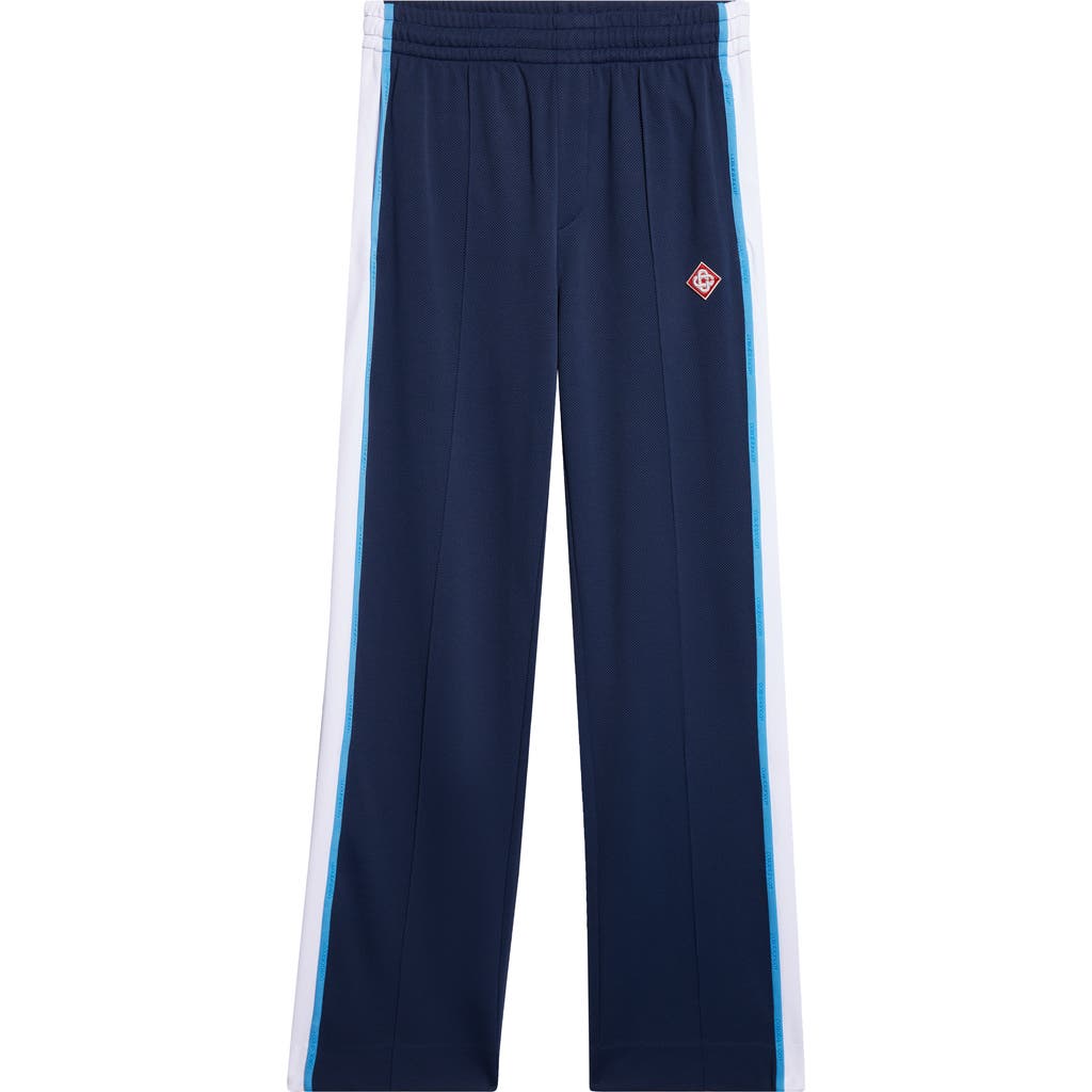 Casablanca Mens Navy / White Striped Embroidered-logo Woven Jogging Bottoms Xl In Blue