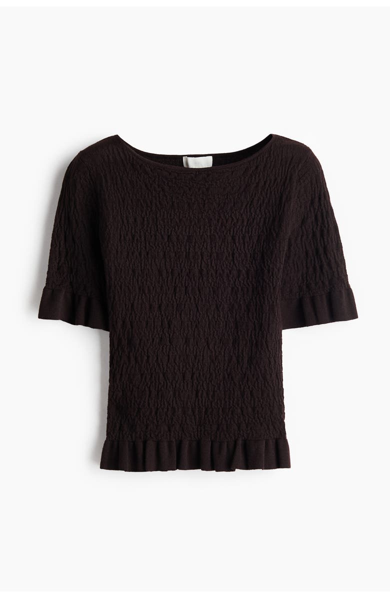 H&M Textured-knit Top, Main, color, Dark Brown