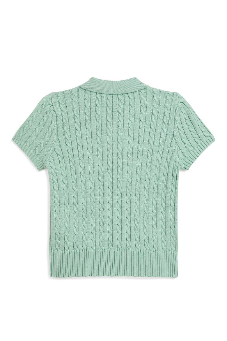 Kids' Cabled Cotton Polo Sweater, Alternate, color, CELADON
