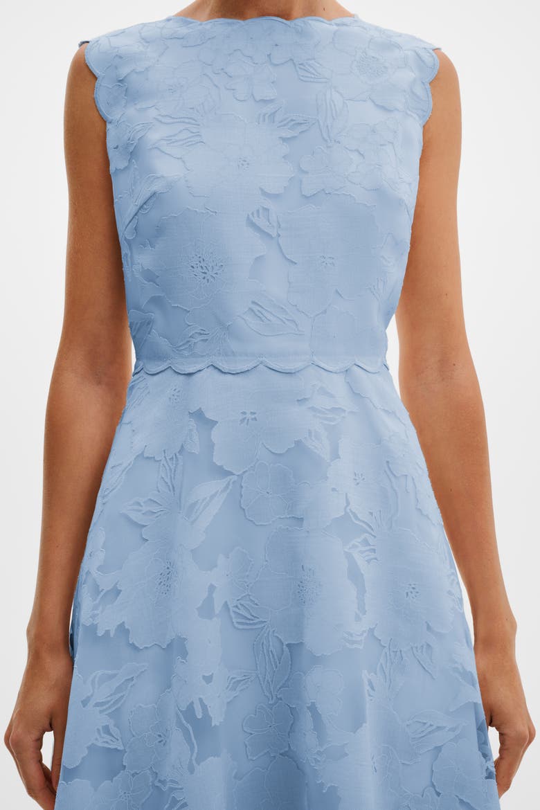 Elin Round Neck Lace A-Line Dress, Alternate, color, Sky