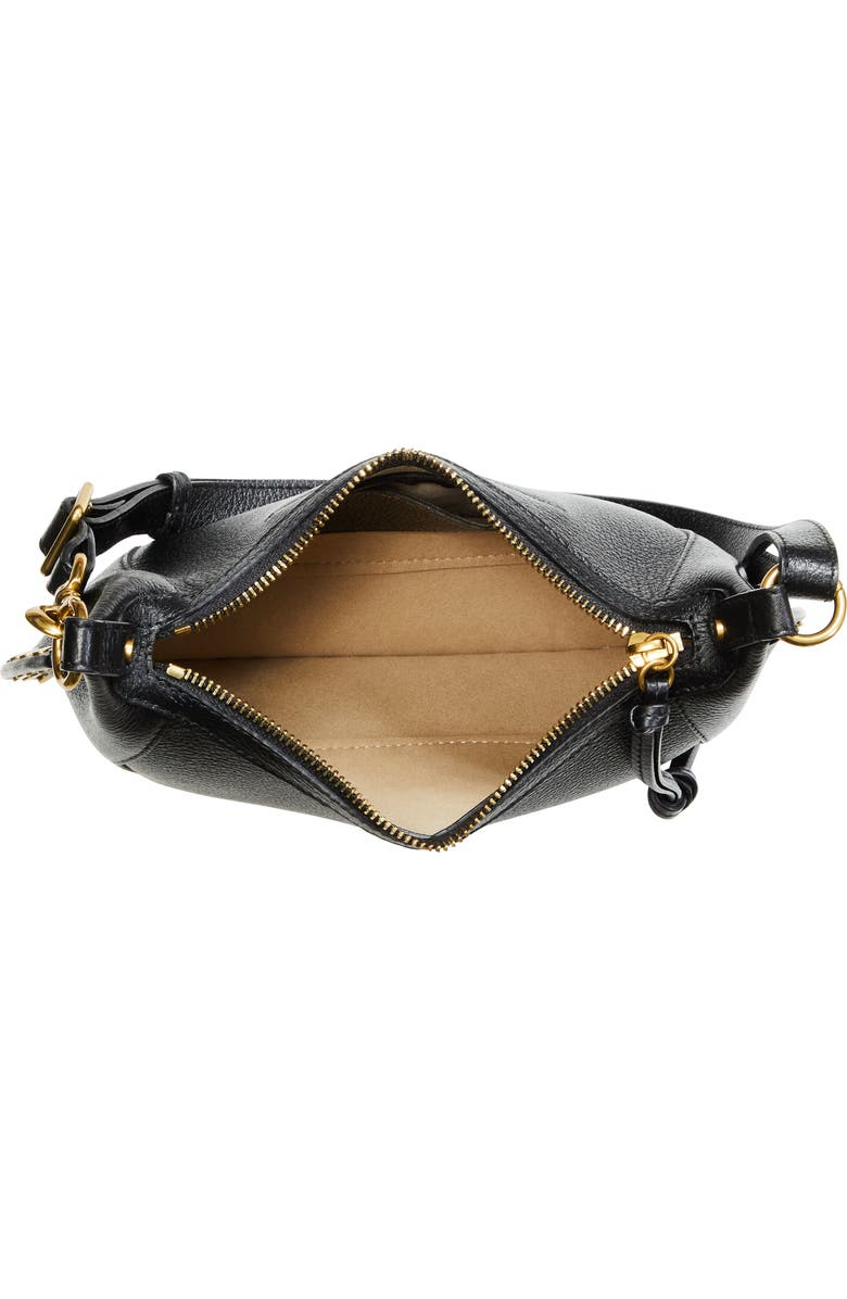 Isabel Marant Oskan Moon Leather Shoulder Bag, Alternate, color, Black