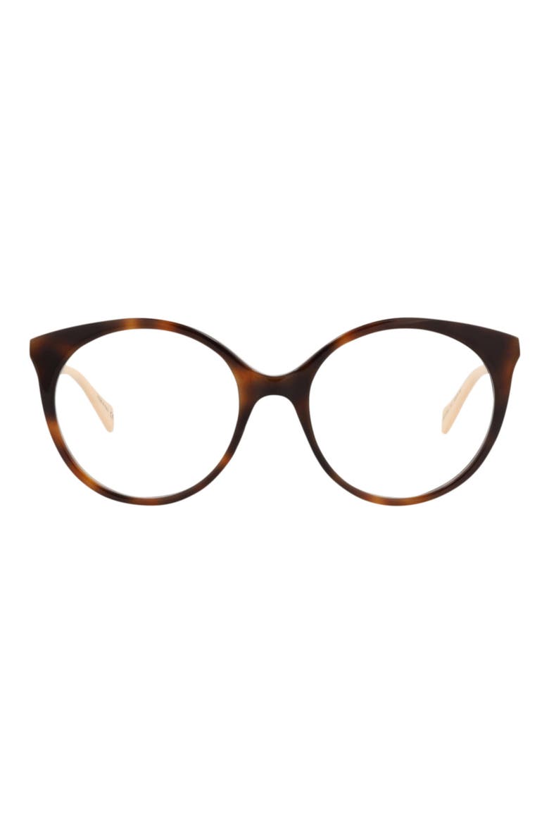 52mm Round Optical Glasses, Main, color, HAVANA GOLD TRANSPARENT