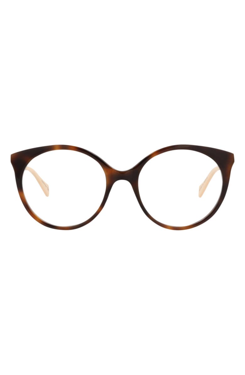 Gucci 52mm Round Optical Glasses, Main, color, Havana Gold Transparent