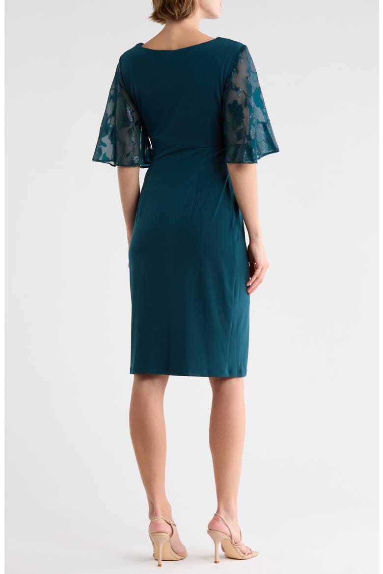 Burnout Sleeve Faux Wrap Dress, Alternate, color, DARK MALLARD