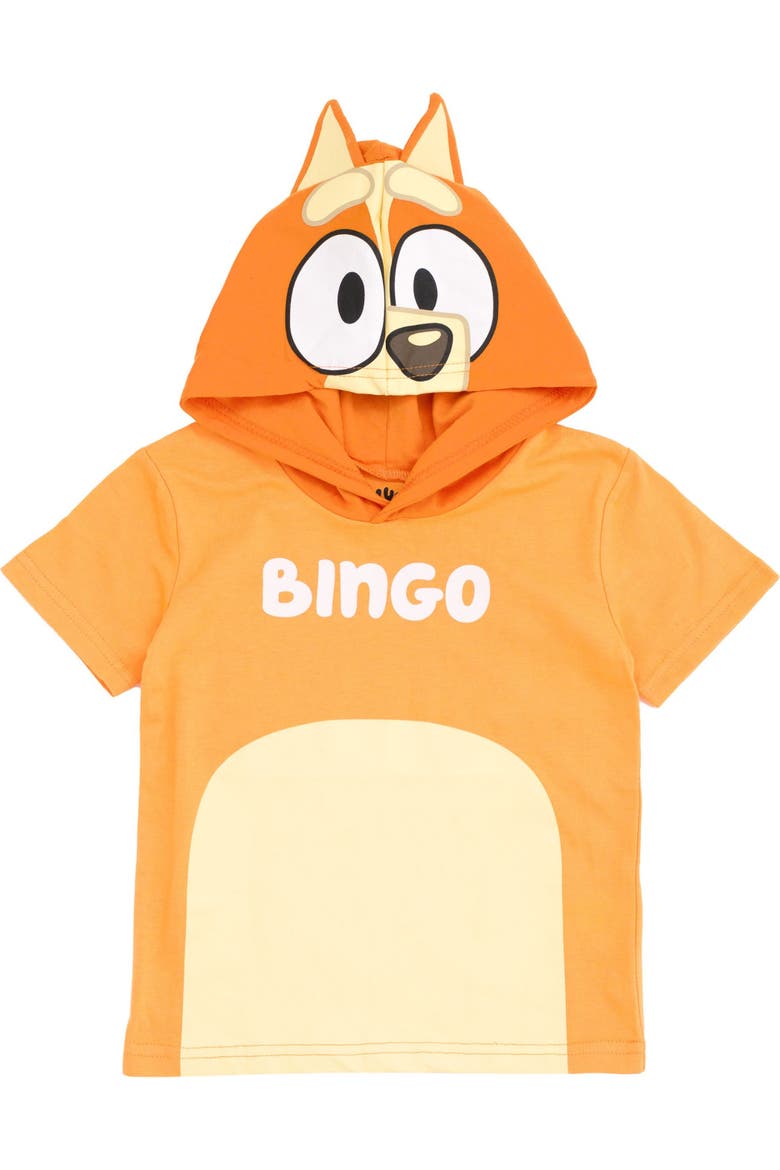 Hooded T-Shirt and Shorts Set, Alternate, color, Bingo Orange