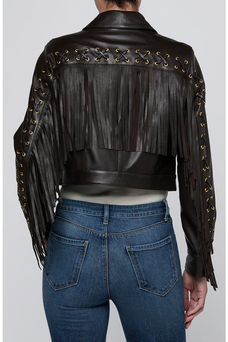 Luci Fringe Leather Jacket, Alternate, color, COFFEE BEAN