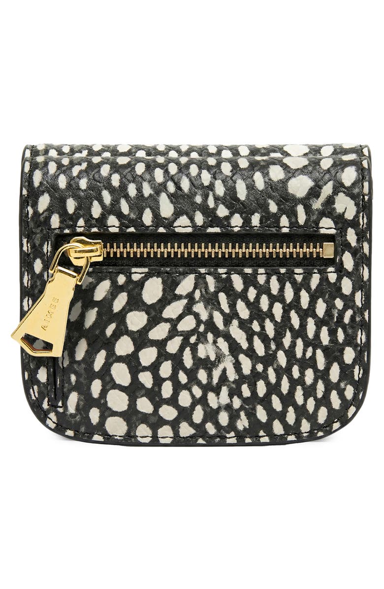 AIMEE Pucker Up Leather Card Case, Alternate, color, Black/White Embossed Lizard