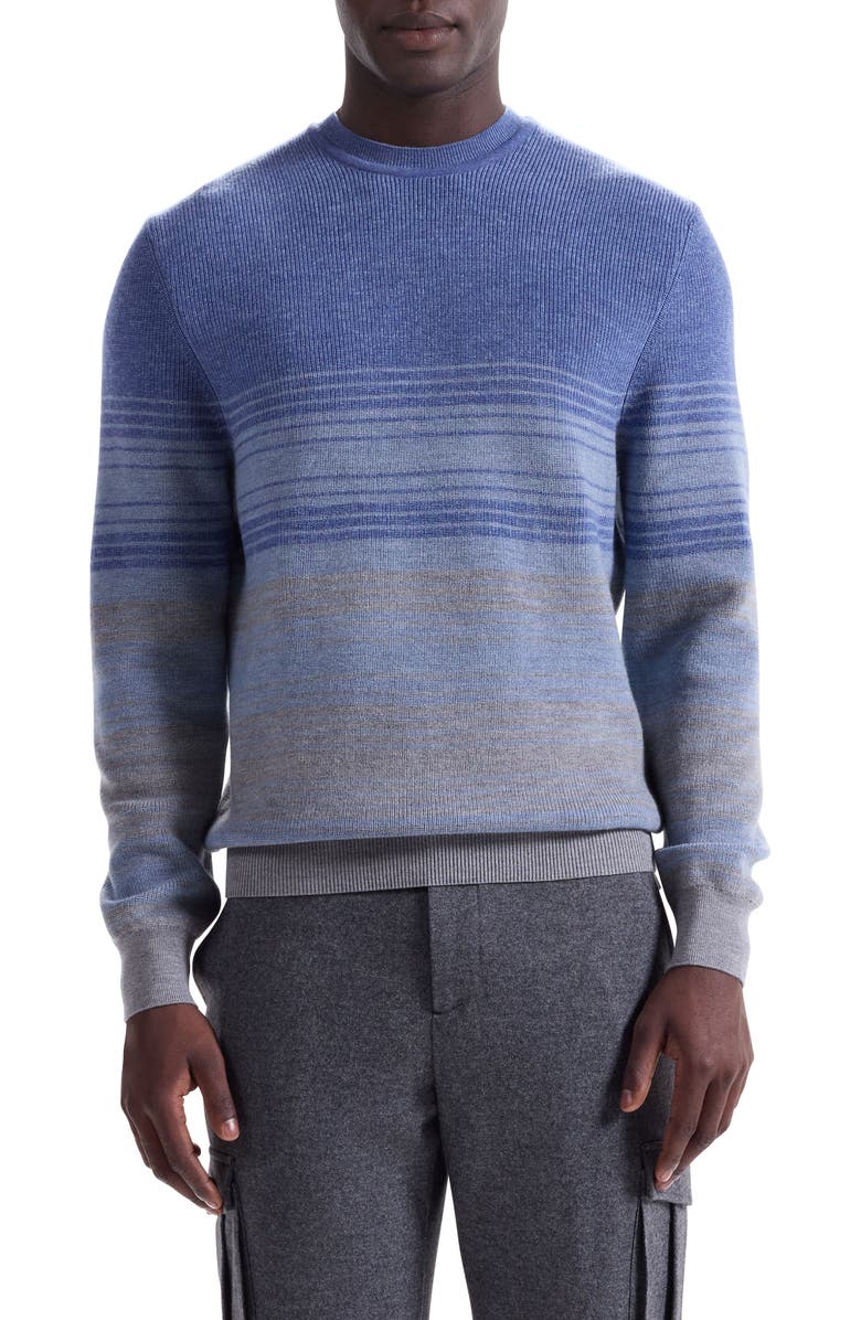 Bugatchi Gradient Stripe Merino Wool Sweater, Main, color, Cobalt