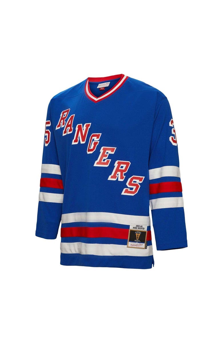 Mitchell & Ness Men's Mitchell & Ness Mike Richter Blue New York Rangers 1993/94 Blue Line Player Jersey, Alternate, color,