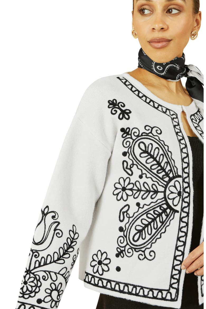 Knitted Folk Edge To Edge Cardi, Alternate, color, Ivory