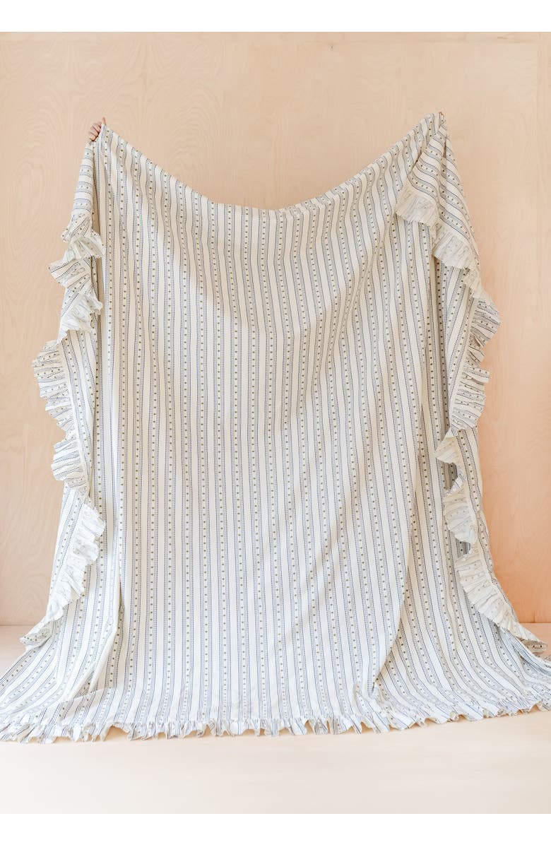 TBCo Cotton Striped Ruffle Bedding Set, Alternate, color, Navy Ditsy Floral